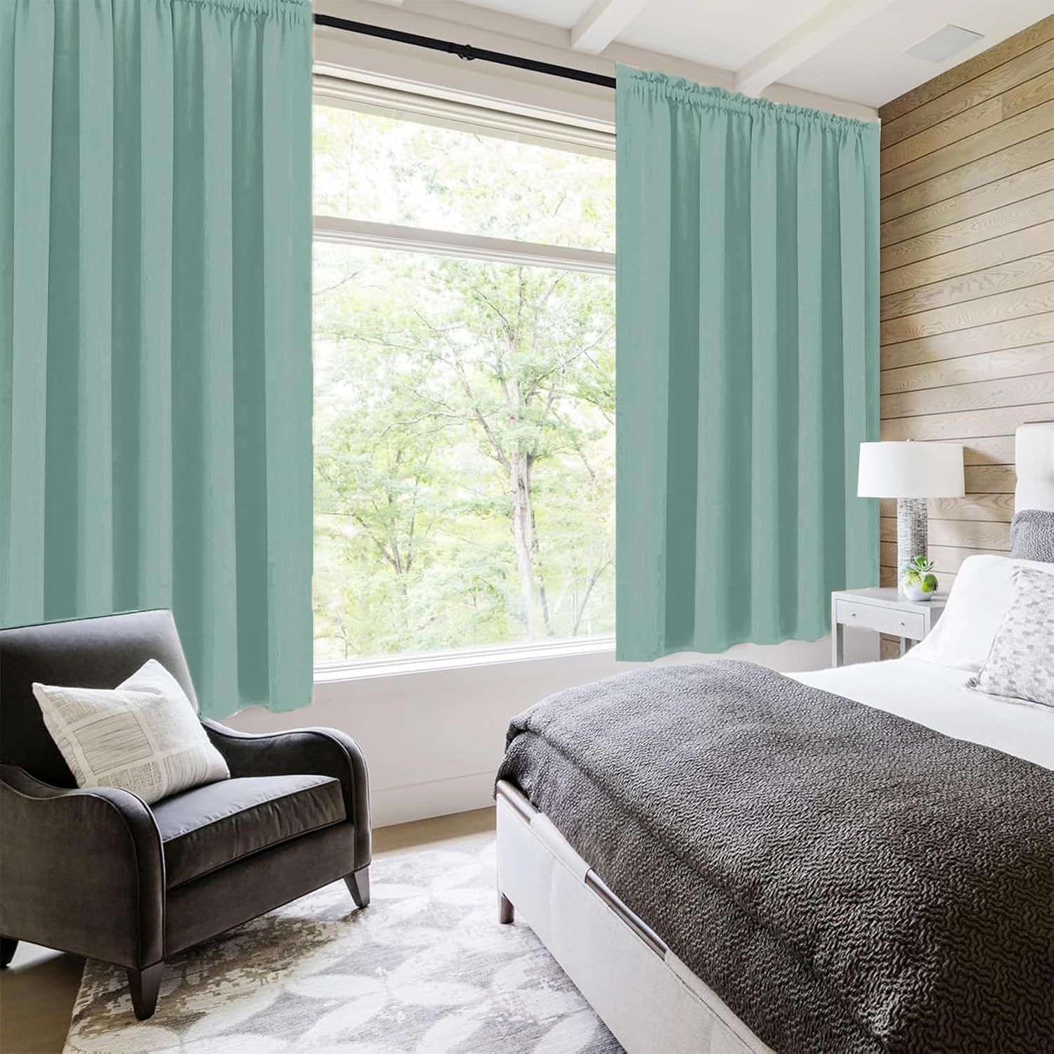 DWCN Blackout Curtains for Living Room Thermal Insulated, Energy Saving & Noise Reducing Bedroom Curtains, Sage Green, W 70x L 84 Inch…