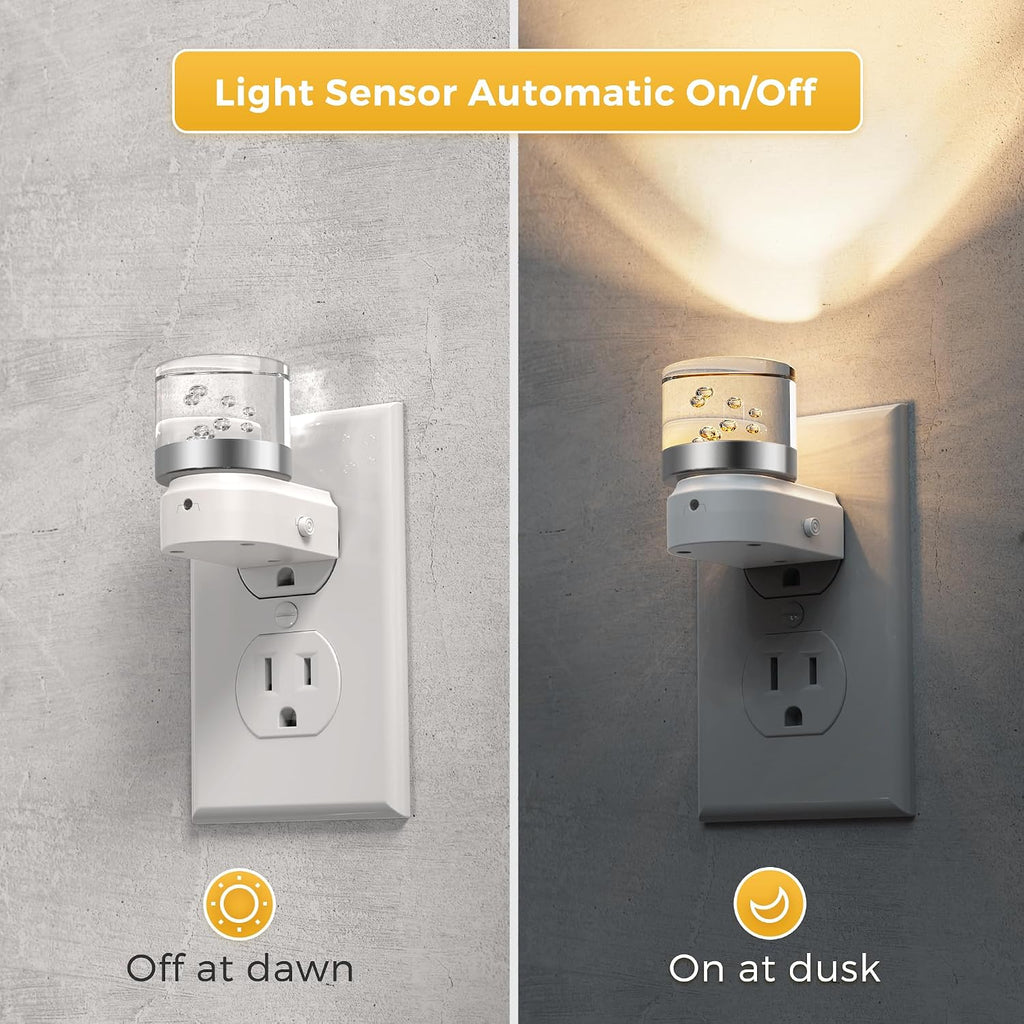 L LOHAS LED Night Light, 2 Pack Night Lights Plug into Wall, 3000K Soft Light LED NightLights, Built in Dusk to Dawn Sensor Bubble Wall…