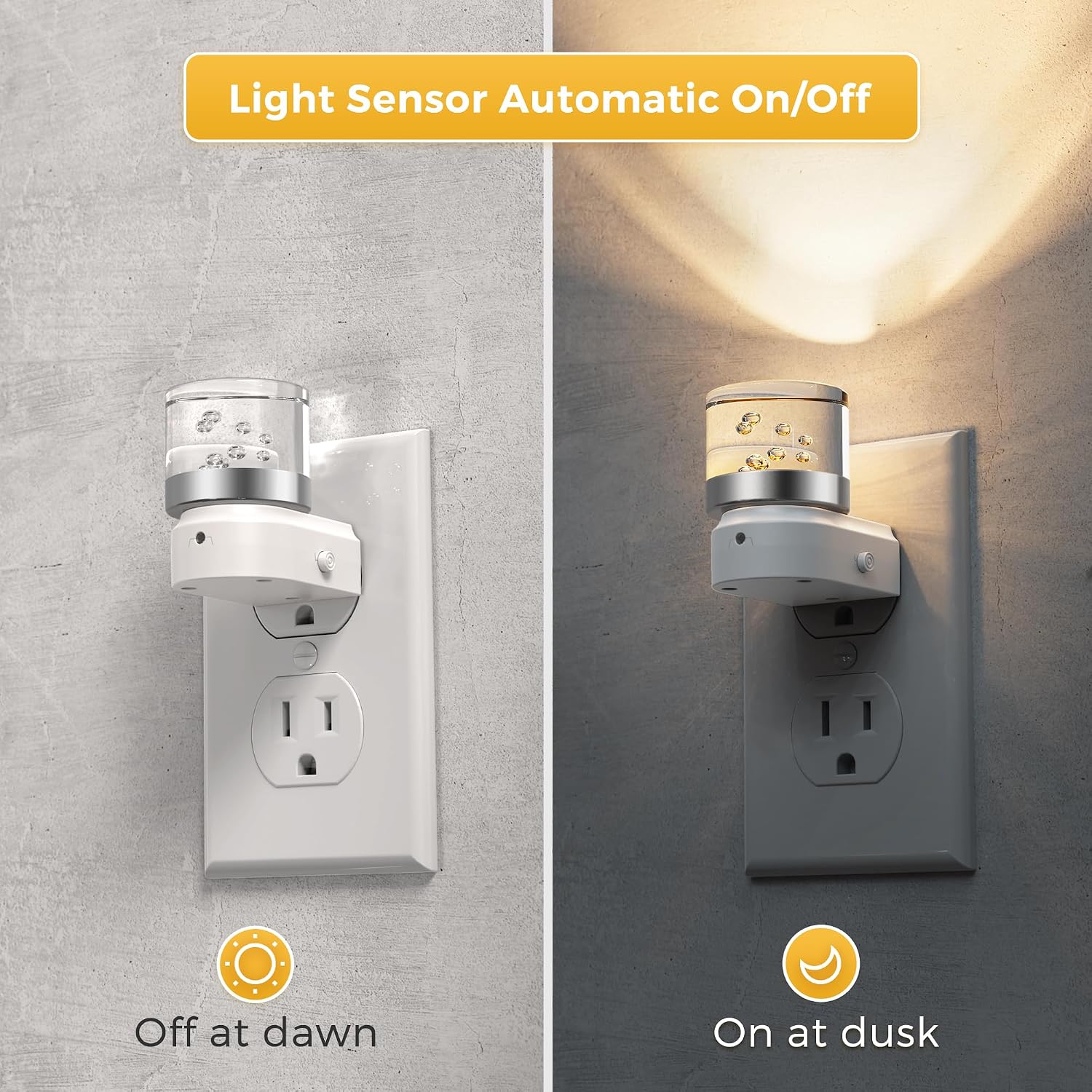 L LOHAS LED Night Light, 2 Pack Night Lights Plug into Wall, 3000K Soft Light LED NightLights, Built in Dusk to Dawn Sensor Bubble Wall…