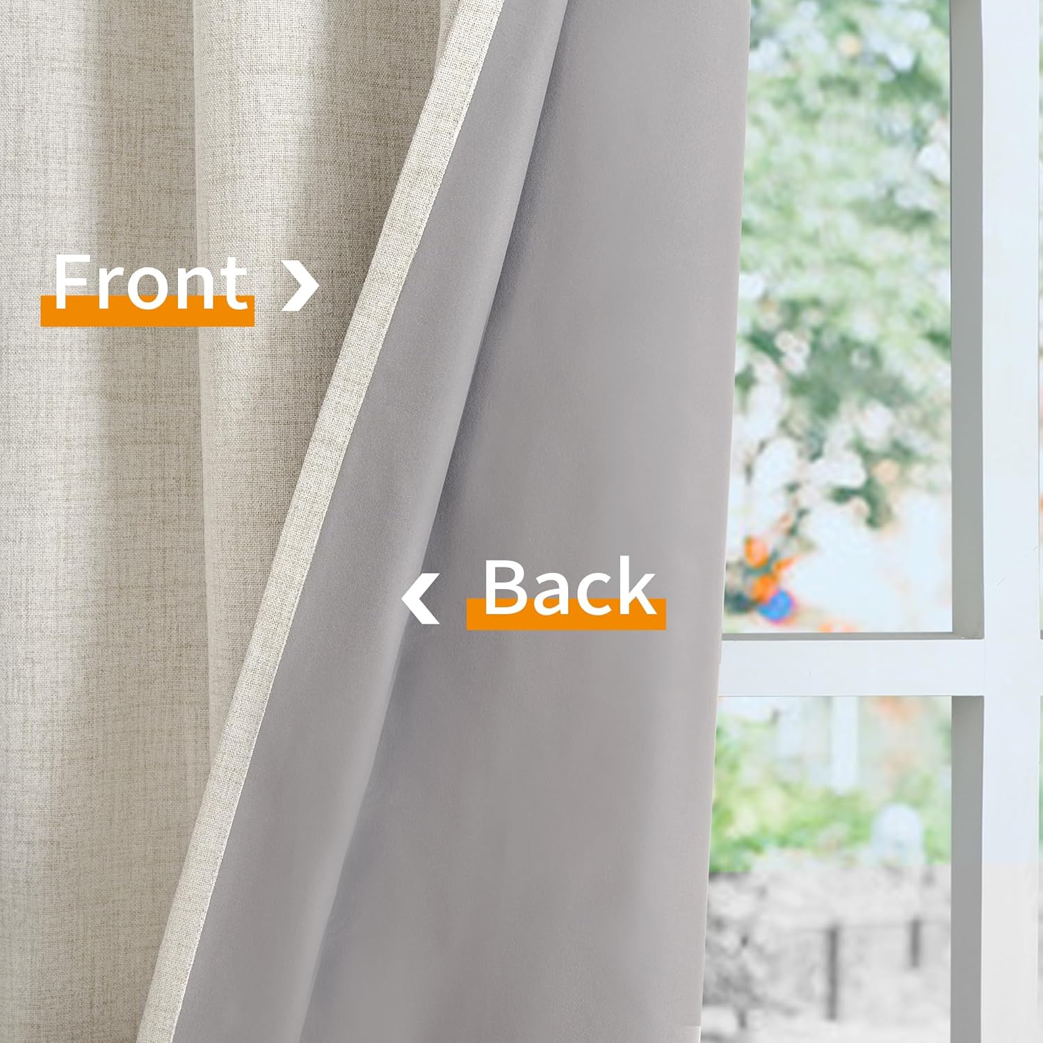 YoungsTex Linen Blackout Curtains 45 Inch Long for Bedroom, Short Thermal Insulated Black Out Drapes with Grommet Privacy for Kitchen Bathr…