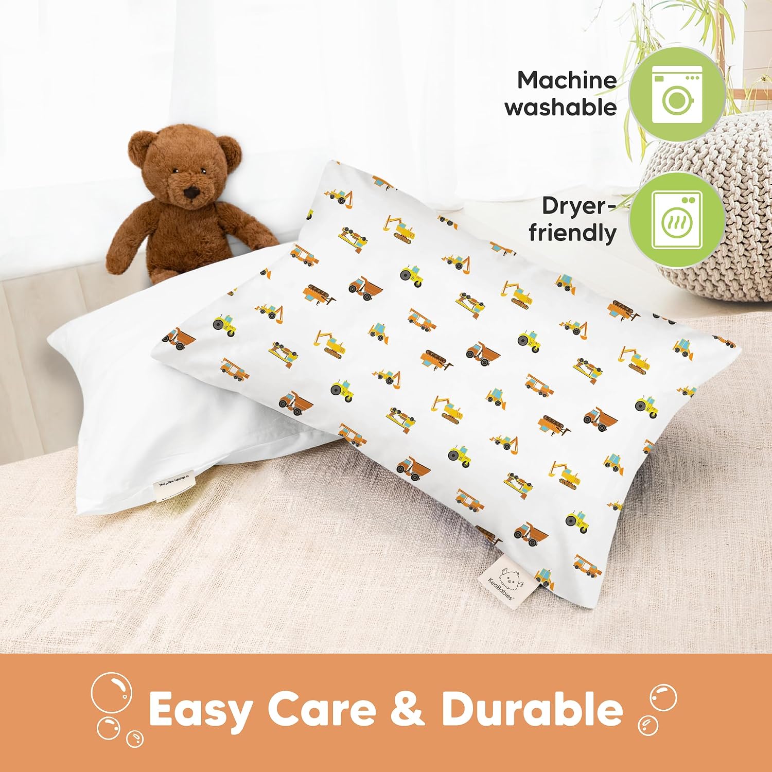 KeaBabies 13x18 Toddler Pillowcase, Waterproof - Soft Waterproof Toddler Pillow Protector Cover for Kids, Boys, Girls, Durable Machine…