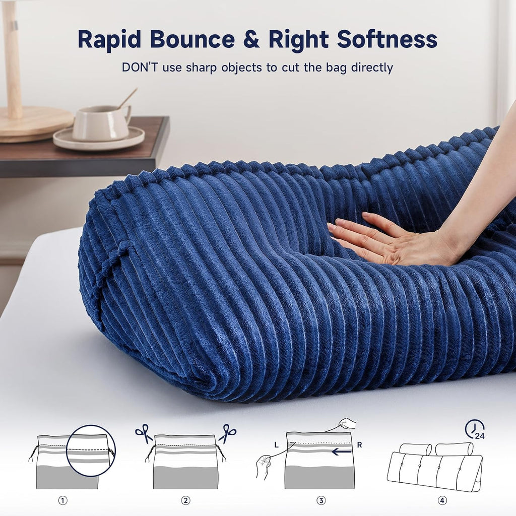 Z-Hom Large Wedge Pillow Headboard, Full Triangular Headboard Pillow, Reading Pillow Bed with a Roll Pillow for Bed Sitting Up Sleeping, Ba…