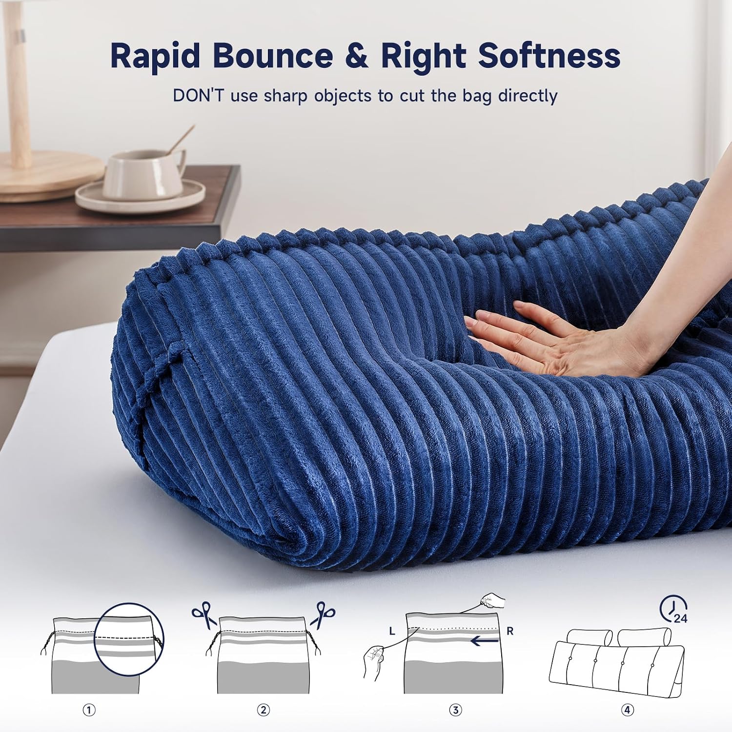Z-Hom Queen Wedge Headboard Pillow with 2 Roll Cushions, Large Reading Pillow for Bed Sitting Up, Triangular Backrest Cushion for Headboard…