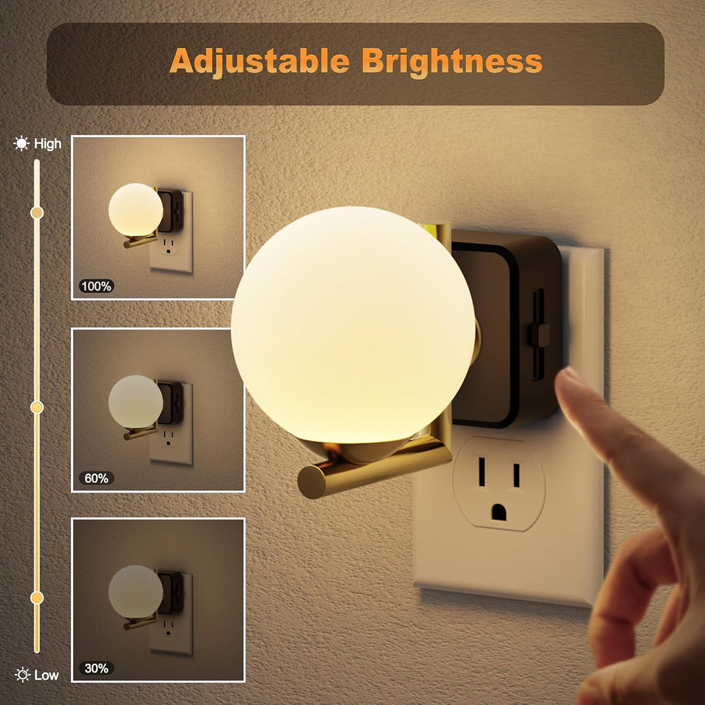 JandCase LED Night Light, 3000K Warm Night Lights Plug into Wall, 0-100LM Dimmable Night Lights with Dusk to Dawn Light Sensor, Plug in…
