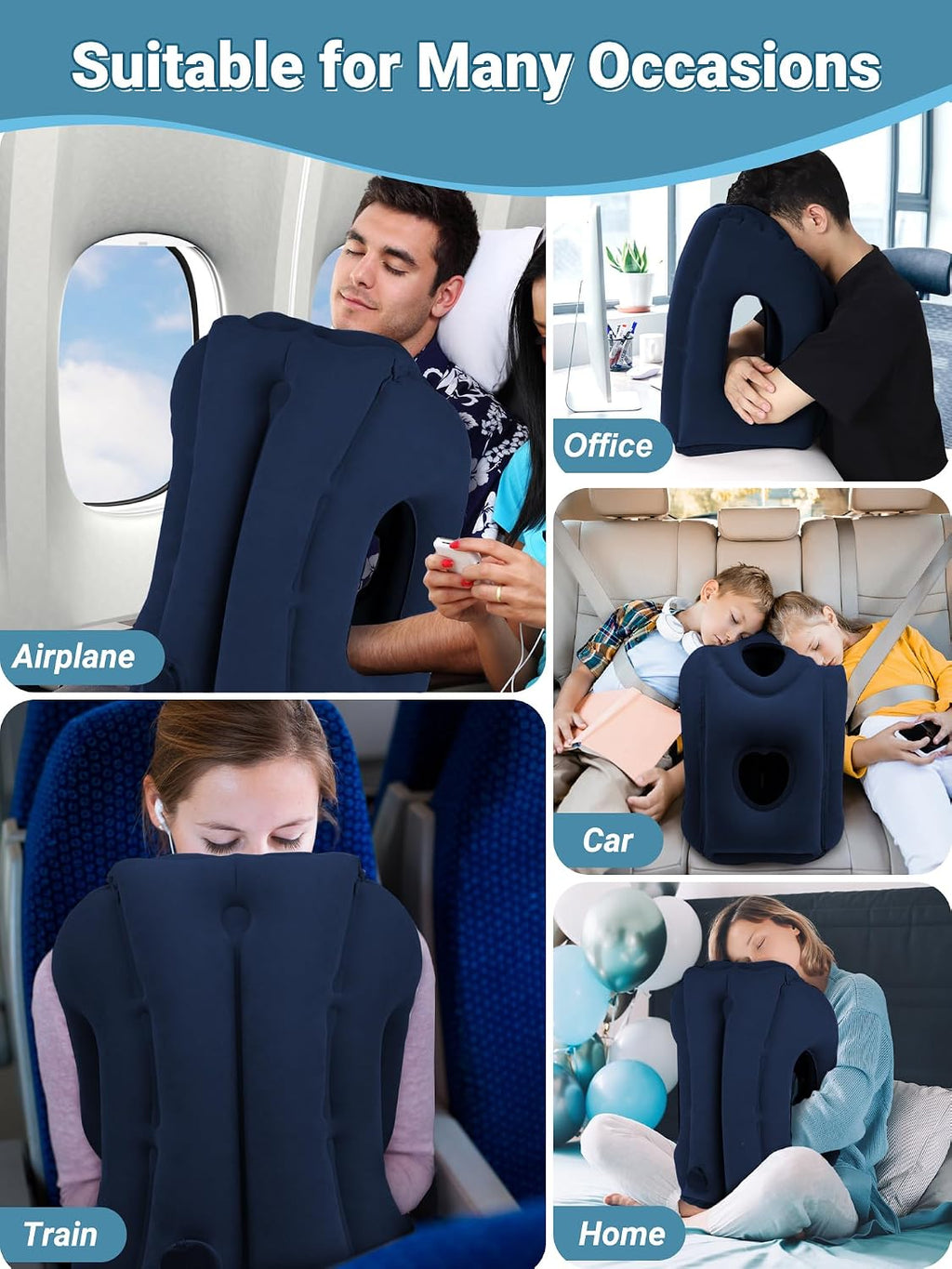 Maliton Inflatable Travel Pillow for Airplane Comfortable Sleeping to Relieve Neck and Shoulder Pain, Support Head Inflatable Pillow for…