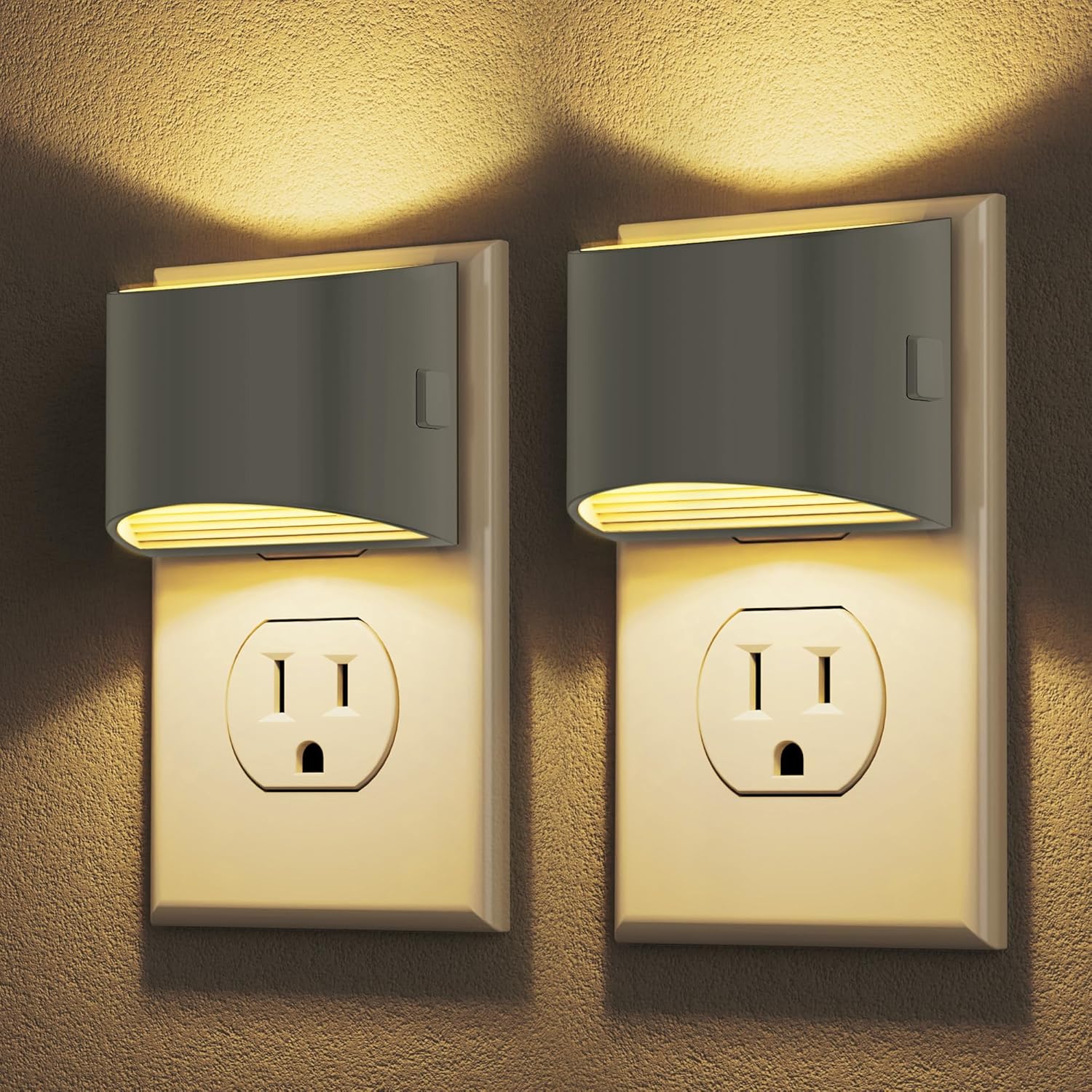 DORESshop LED Night Light[2 Pack], Night Lights Plug into Wall, 3 Level Brightness Adjustable Plug in Night Light, Dusk to Dawn Sensor…