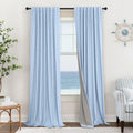 Pitalk Total Blackout Baby Blue Linen Curtains 108 Inches Long 2 Panel Set Light Blue Pale Sky Colored Floor to Ceiling Thermal Spring Summ…