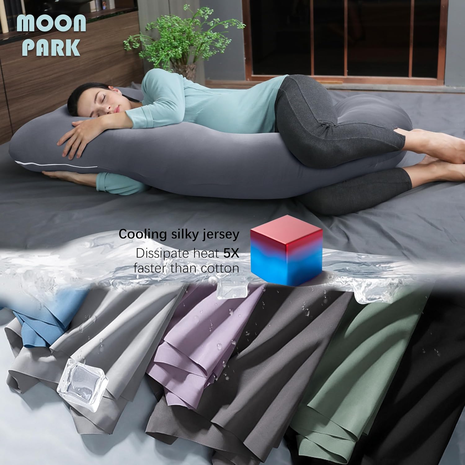 Moonpark MOON PARK Pregnancy Pillows for Sleeping - U Shaped Full Body Maternity Pillow with Removable Cover - Support for Back, Legs, Bell…