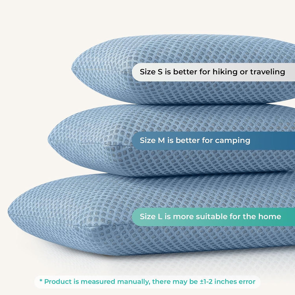 Peujew Travel Pillow Memory Foam Pillows, Camping Pillow-Compressible Medium Firm, Breathable Cover, Ideal Backpacking Hiking, Bed Pillows,…