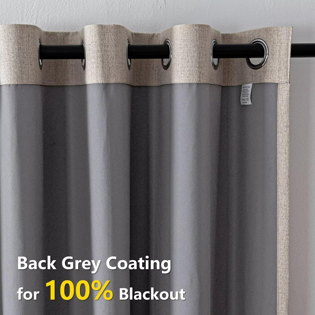 IGEMAEVE Blackout Curtains Customsize for Bedroom,100% Black Out Curtains 1 Panel Thermal Insulated Room Darkening Drapes Linen Grommet…