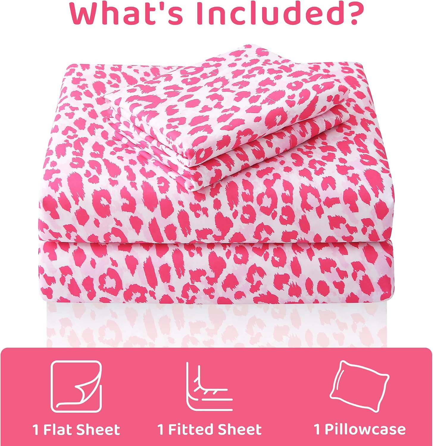 mooreeke Leopard Cheetah Printed Twin Bed Sheets, Soft Microfiber Bedding Sheets & Pillowcases, Deep Pocket Non-Slip Fitted Twin Sheet, Pin…