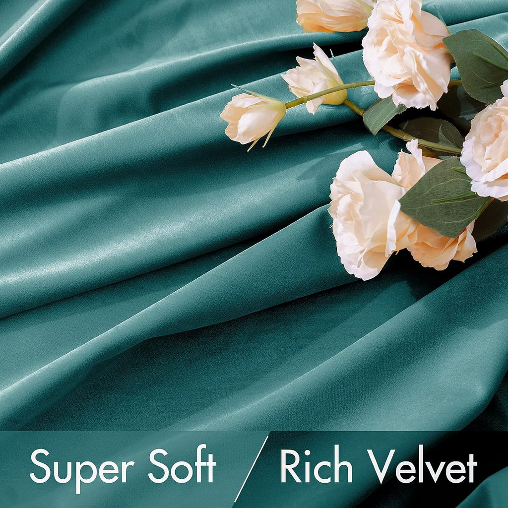 Miulee Teal Velvet Curtains 84 inches 2 Panels - Luxury Blackout Curtains for Bedroom Living Room Thermal Insulated Super Soft Window Drape…