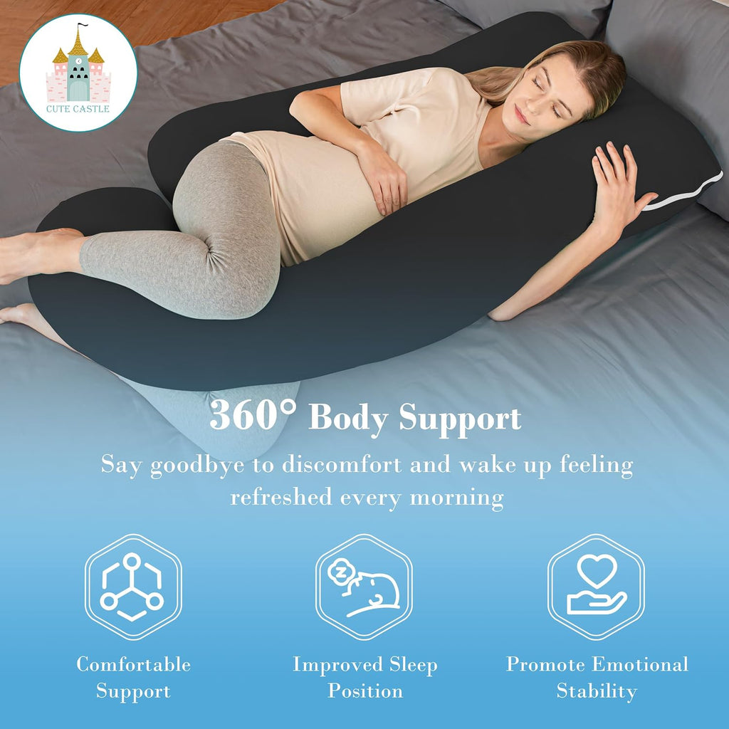 Cute Castle Cooling Cover Pregnancy Pillows, Soft U-Shape Maternity Pillow with Removable Cover - Full Body Pillows for Adults Sleeping…