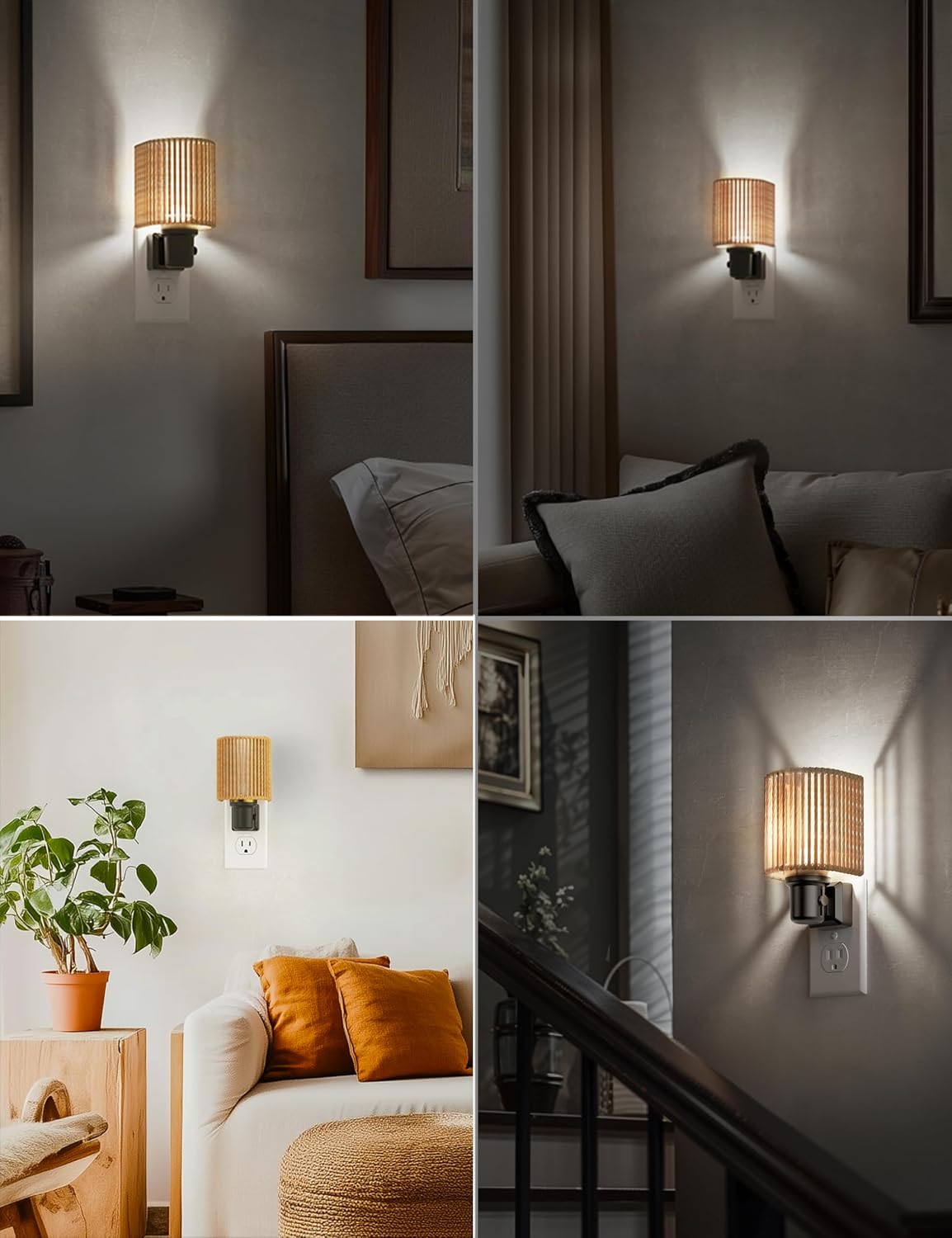 L LOHAS LED Night Lights Plug into Wall, Boho Night Light, 2 Pack, Decorative Bohemian Night Lights, Dimmable 0-100LM, Daylight White…