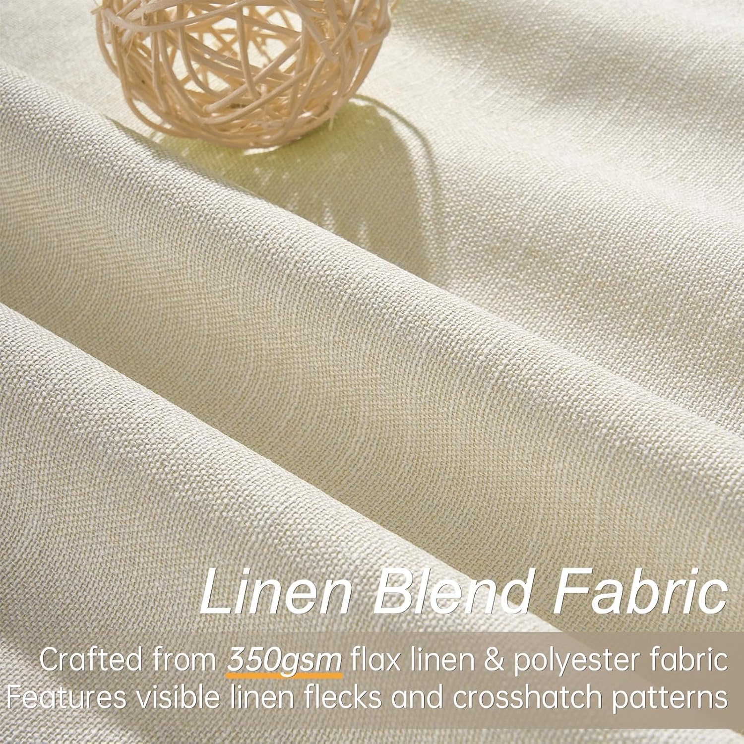 Topfinel Cream Ivory Blackout Curtains & Drapes 84 Inch Length, Beige Pinch Pleat Full Blackout Flax Linen Tab Top Soundproof Curtains with…