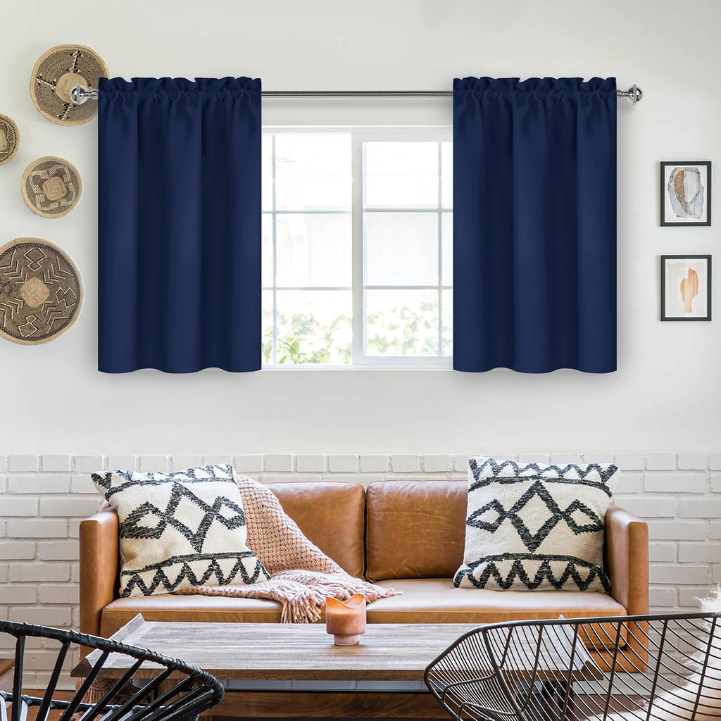 DWCN Short Curtains for Bathroom Windows 36 inches Length 2 Panels Set, Half Small Window Blackout Curtains for Kitchen, Rod Pocket…
