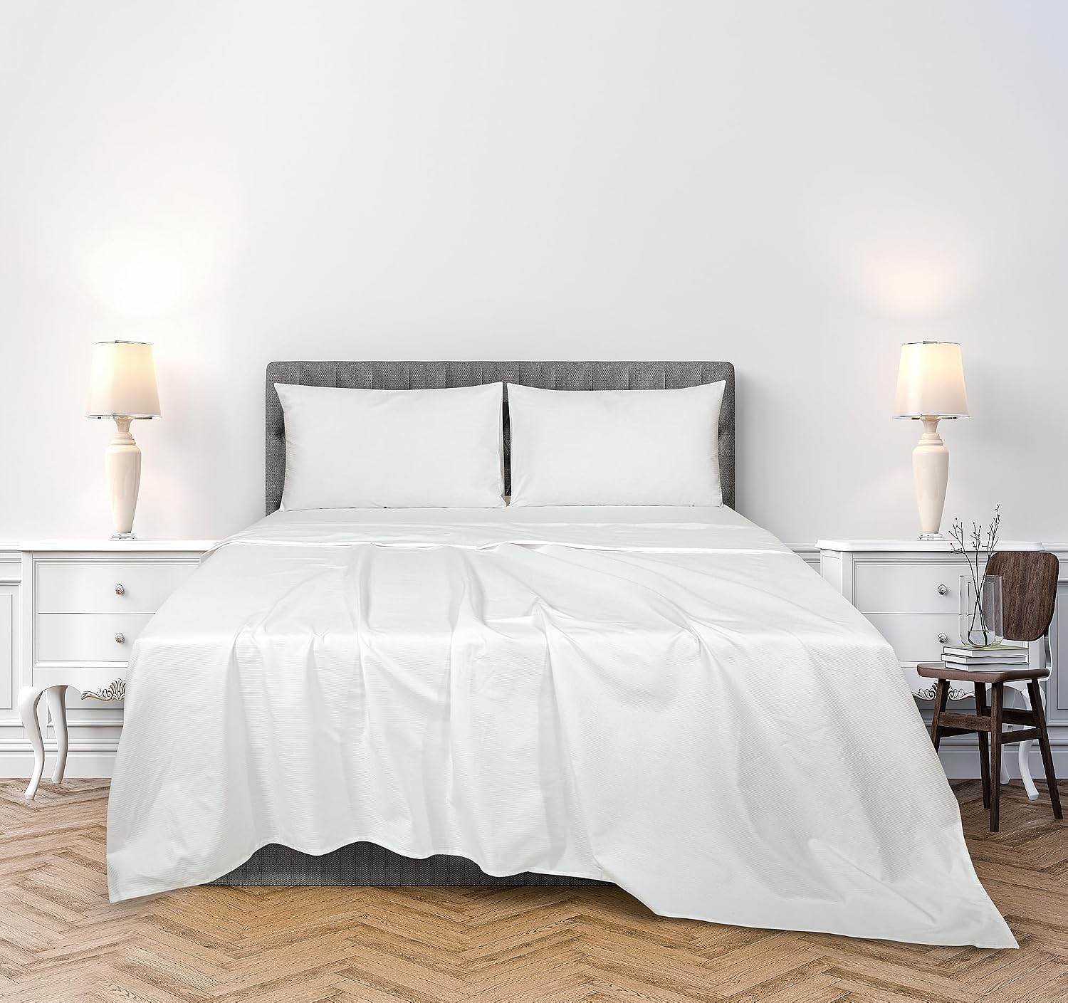Royalelinens ROYALE LINENS 300 Thread Count 100% Long Staple Combed Cotton Striped Sheet Set - 3 Piece Twin Bed Sheets - 1 Fitted, 1 Flat &…