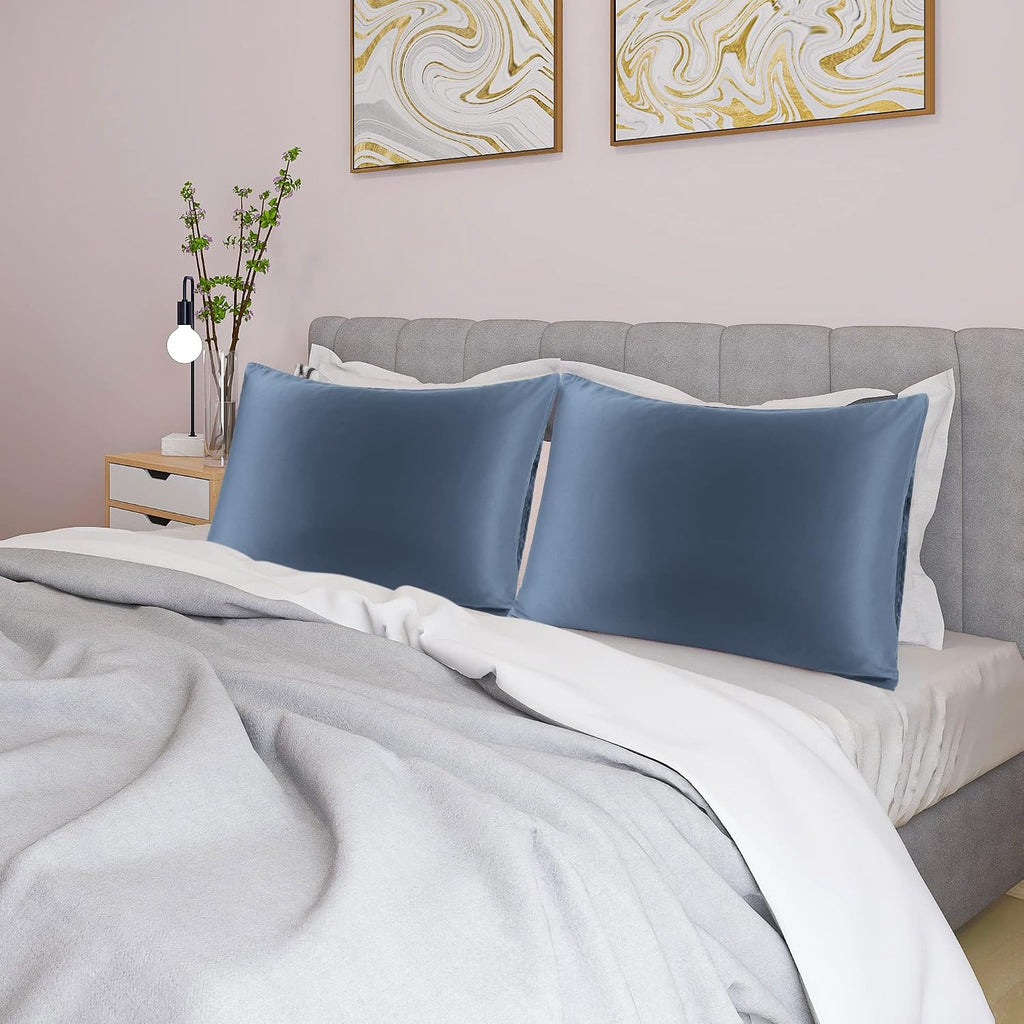 uxcell 2 Pack Silk Satin Pillowcase for Hair and Skin, Cool, Silky, Soft Breathable Pillow Cases Queen Size 20x30 Inch Sateen Pillowcase Sl…