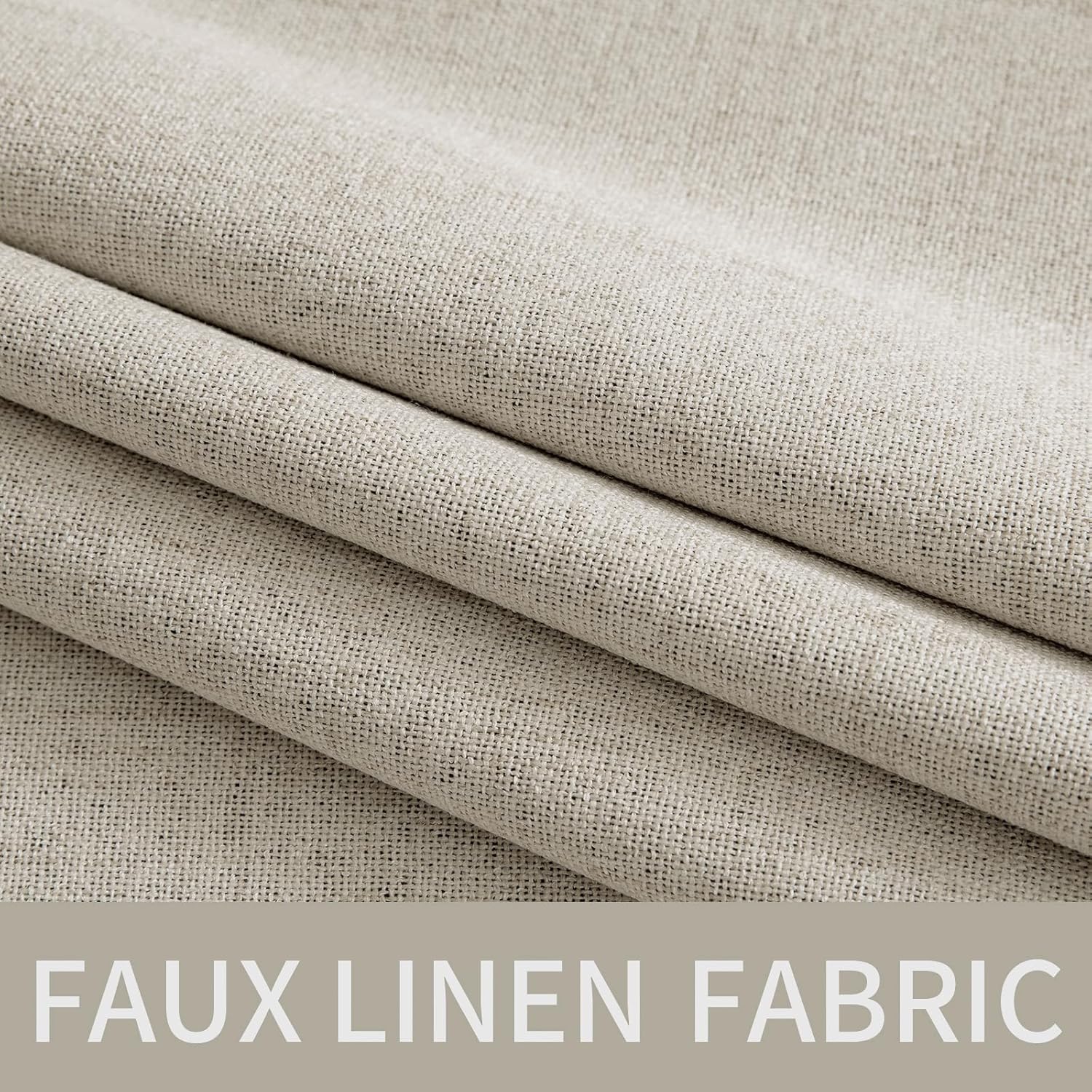 Miulee Linen Curtains for Bedroom 100% Blackout Thermal Insulated Cobblestone Grommet Room Darkening Curtains & Drapes for Living Room Nurs…