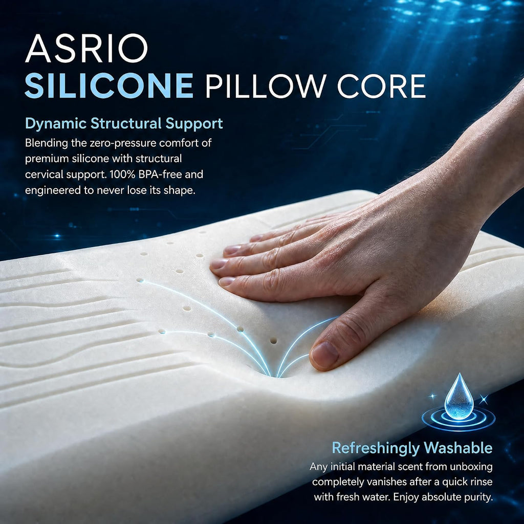 Silicone Pillow for Sleeping, Cooling Ergonomic Neck Support Pillow, High Resilience Bed Pillow for Side Back Sleepers, Washable…