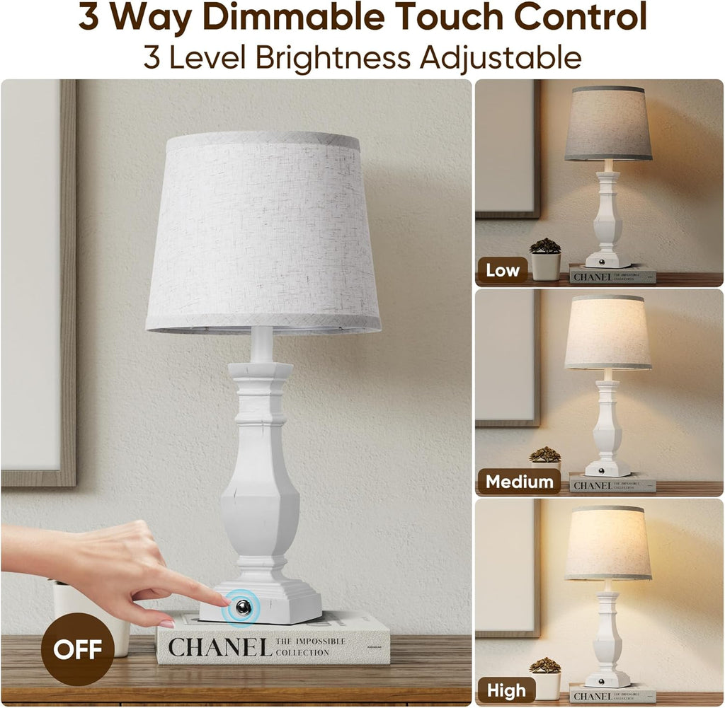 ROTTOGOON Dimmable Table Lamps Set of 2, Rustic Farmhouse Table Lamps for Living Room Bedroom, Bedside Desk Lamps for end Tables, Touch…