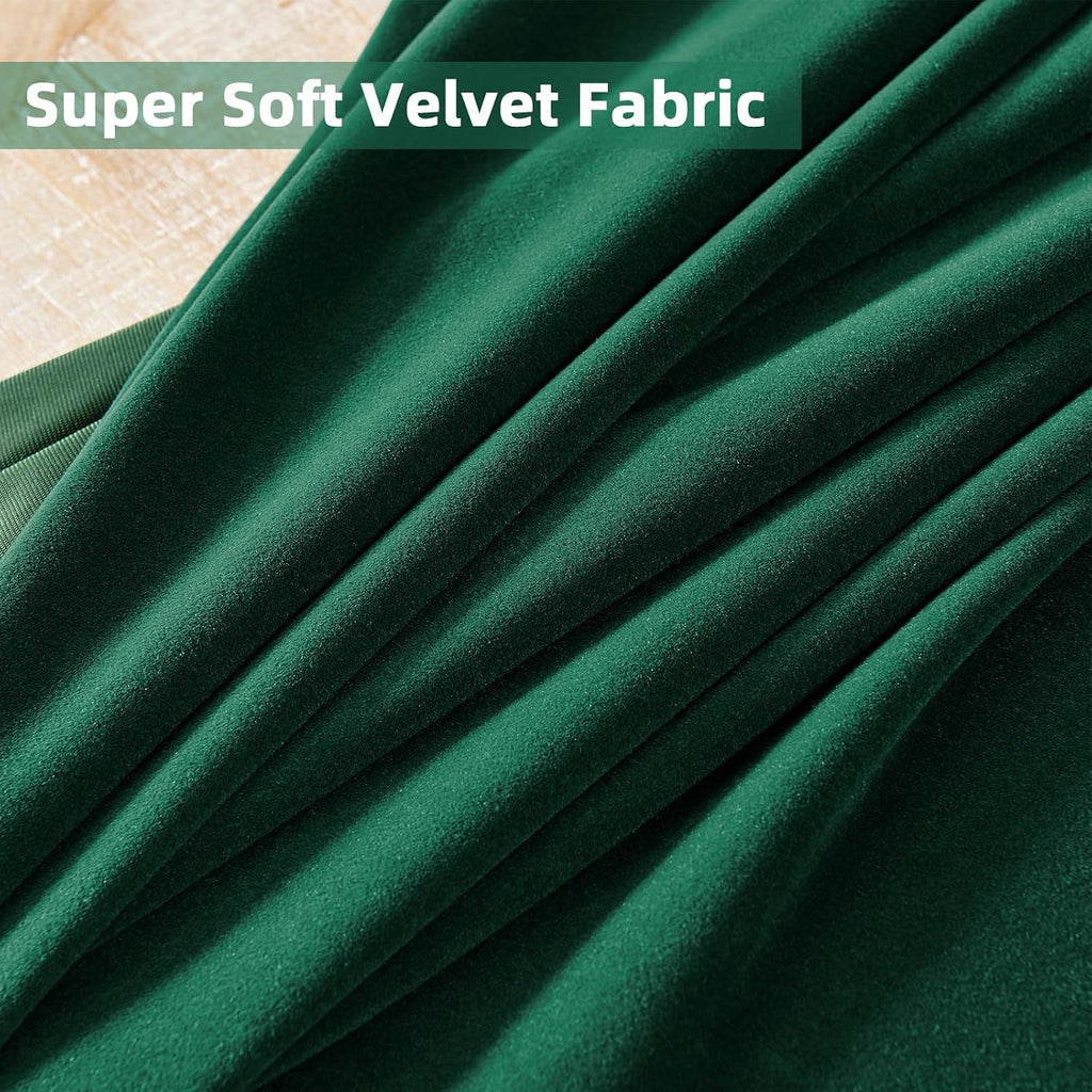 Joydeco Dark Green Velvet Curtains 84 Inches Length, Grommet Curtains 2 Panels, Thermal Insulated Privacy Room Darkening Window Drapes for…