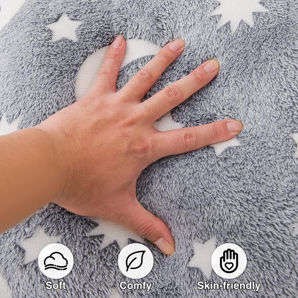 Anicenight A Nice Night Star Moon Plush Reading Pillow Glow in The Dark Bed Wedge Children Backrest with Arms Back Support for Sitting Up i…
