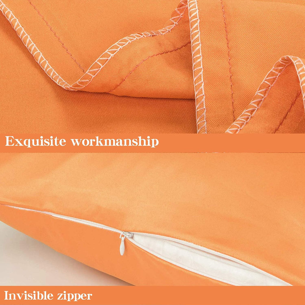 Ntbay Zippered Satin Pillow Cases for Hair and Skin, Luxury King Hidden Zipper Pillowcases Set of 2, 20x36 Inches, Orange 36 Inches