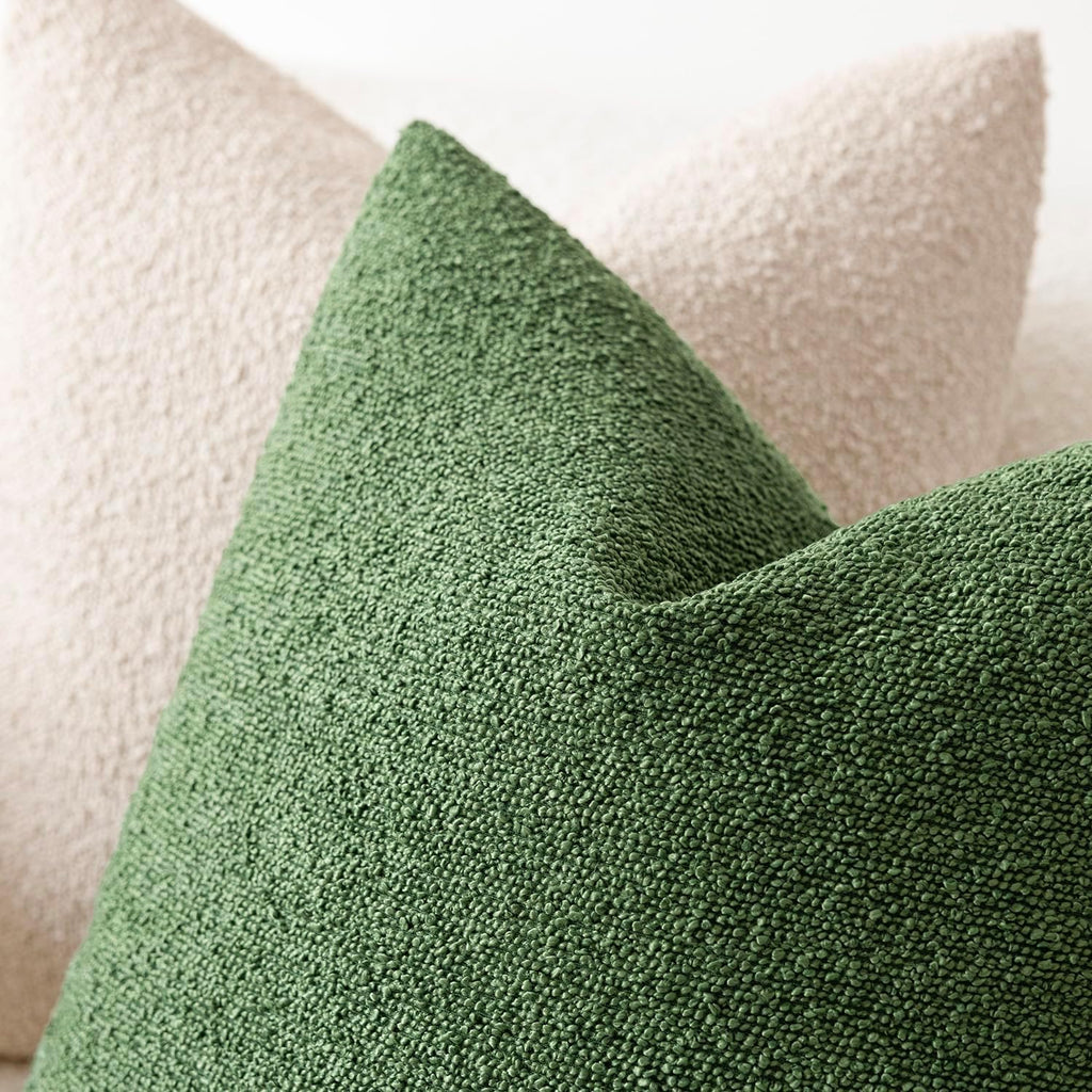 Foindtower Decorative Textured Boucle Throw Pillow Covers Accent Solid Pillow Cases Neutral Soft Cozy Couch Cushion Case for Chair Sofa…