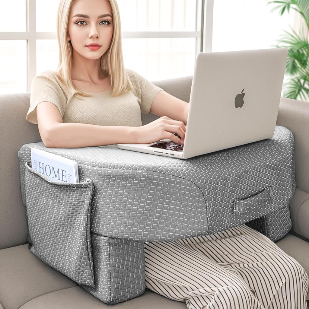 Lebenguru Reading Pillow for Laptop, Extra Large Armrest Gaming Pillow for Working, Hight Adjustable Lap Desk Pillow for Adult Sitting in B…