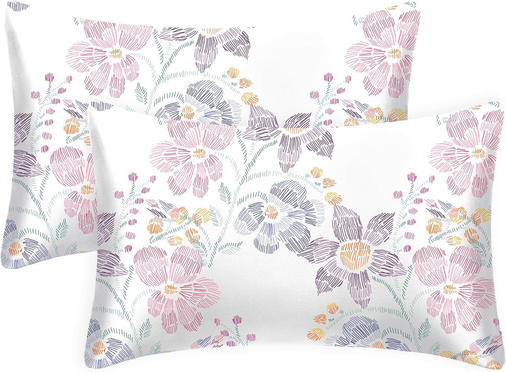 EXQHomeTexitleCoLtd EXQ Home Satin Pillowcase for Hair and Skin Queen - Flower Silk Pillowcase 2 Pack 20x30 inches - Satin Pillow Cases Set…