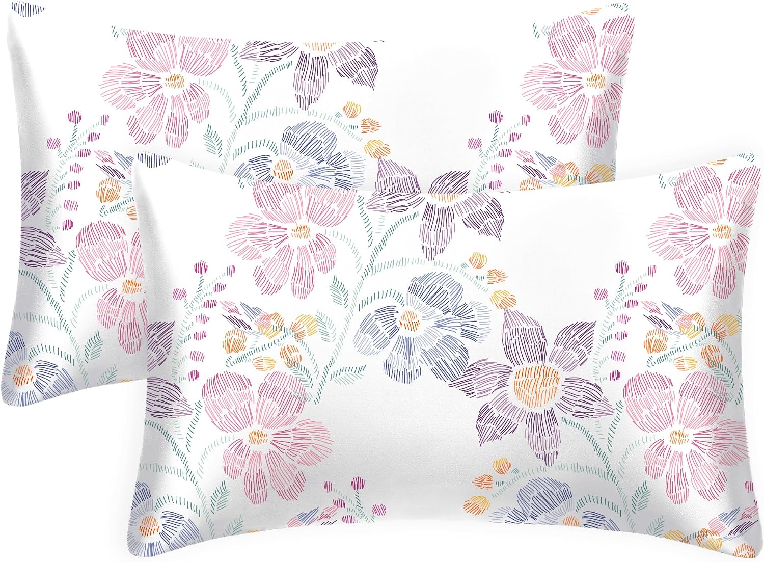 EXQHomeTexitleCoLtd EXQ Home Satin Pillowcase for Hair and Skin Queen - Flower Silk Pillowcase 2 Pack 20x30 inches - Satin Pillow Cases Set…