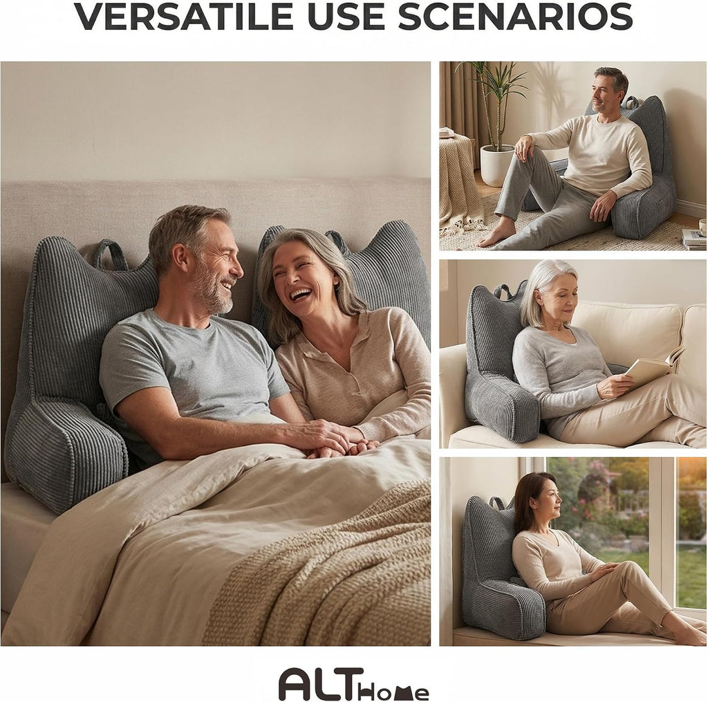 Ailuteie Patented Design Corduroy Reading Pillow with Arms, Ergonomic Bed Rest Pillow with Extra Lumbar Pillow for Sitting in Bed or Couch,…