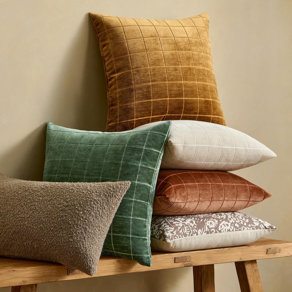 Miulee Decorative Chenille Check Euro Shams Throw Pillow Covers Vintage Plaid Couch Pillows 24x24 Inch Set of 2 Neutral Boho Cushions Moder…