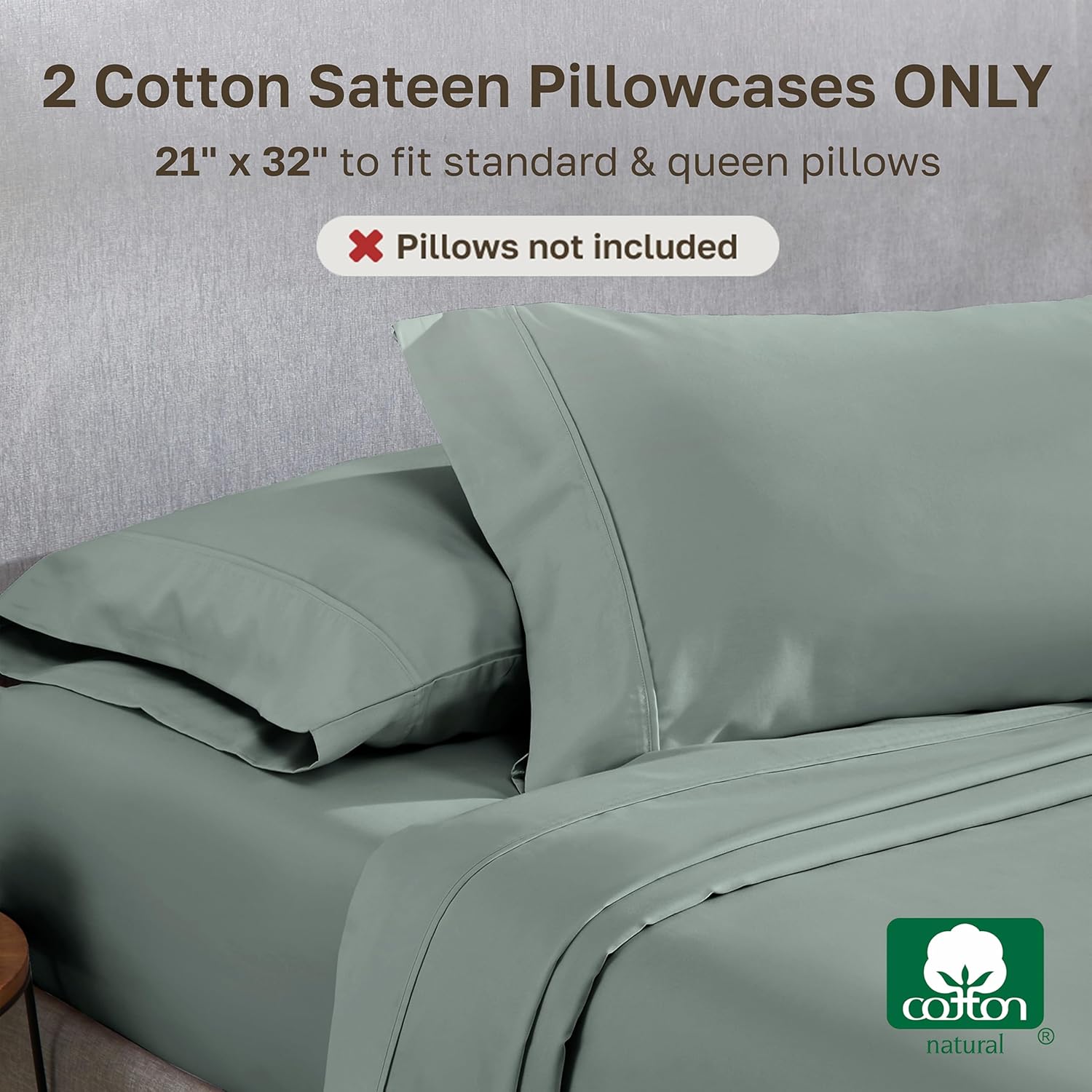 CaliforniaDesignDen California Design Den Standard Queen Size Pillowcase Set - 400 Thread Count, 100% Cotton Sateen, Set of 2 Pillow Covers…