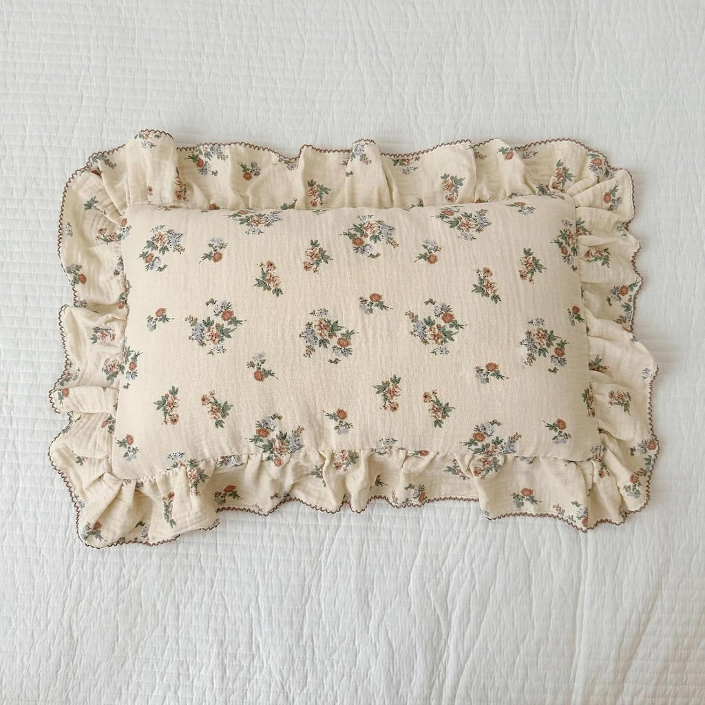 BuLuTu 2 Layers Muslin Toddler Pillowcases Fits for Crib Cot Cradle, Cotton Floral Pillow Cases for 1 2 3 4 5 6 Years Old Girls Boys…