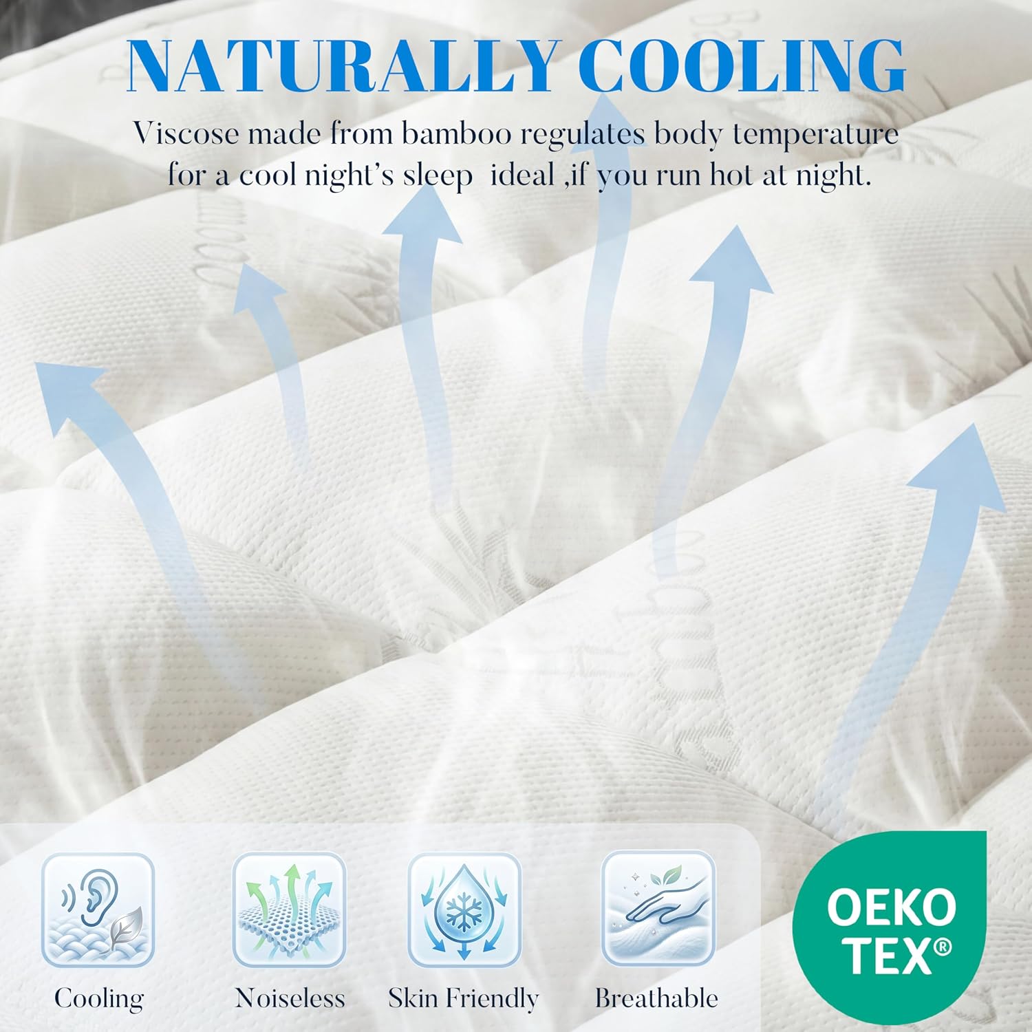 Ubauba 100% Waterproof Full Size Mattress Topper, Viscose Made from Bamboo Pillow Top Mattress Protector for Back, Breathable Cooling Matt…