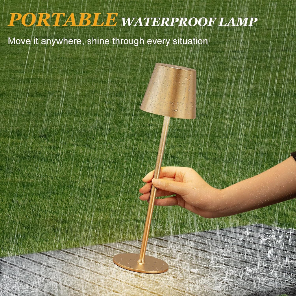 Kakanuo Cordless Table Lamp Rechargeable Gold - KK 4 Pack Battery Operated Lamp for Dining Table, 3 Color Stepless Dimming Wireless Lamp…