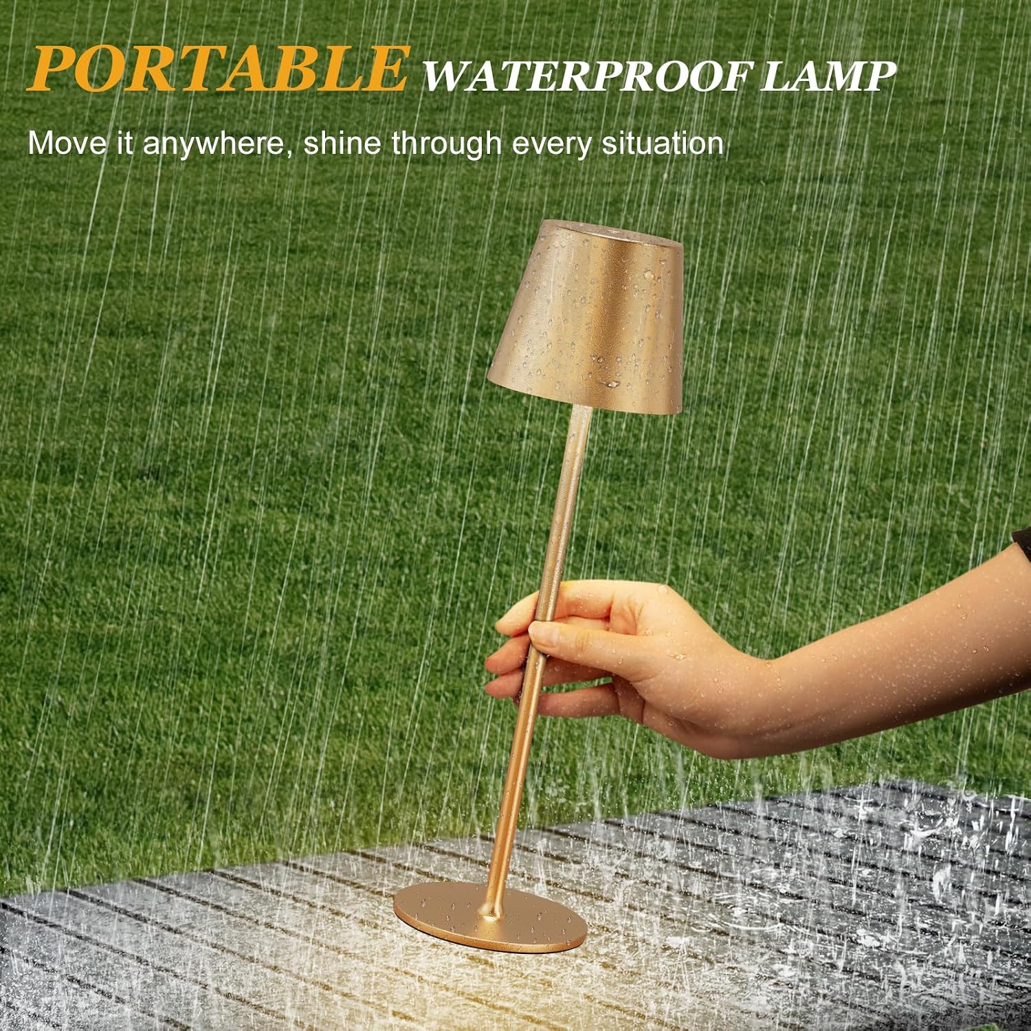 Kakanuo Cordless Table Lamp Rechargeable Gold - KK 4 Pack Battery Operated Lamp for Dining Table, 3 Color Stepless Dimming Wireless Lamp…