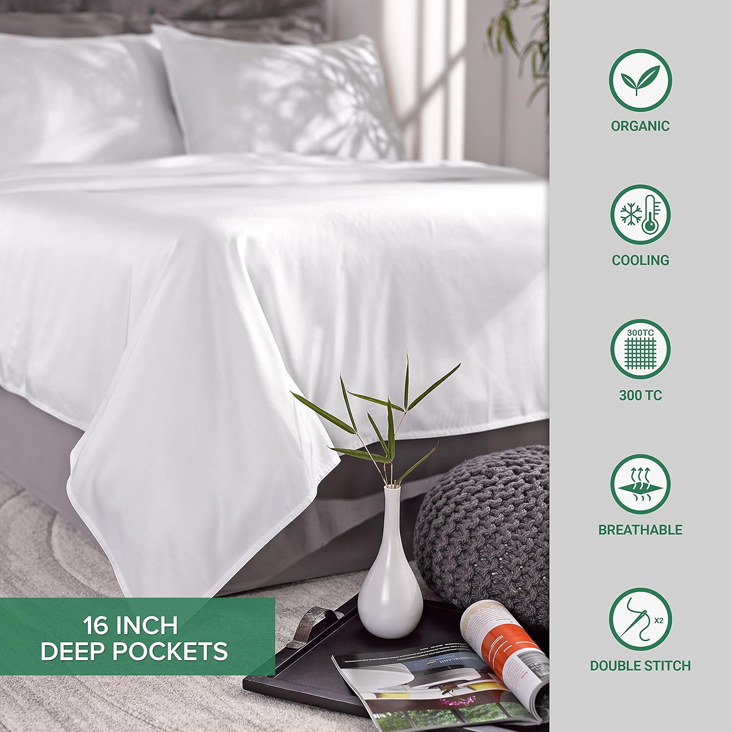 PureBamboo Pure Bamboo Short Queen Sheets for RV Camper (60"x75") - Genuine 100% Organic Viscose Derived from Bamboo Bed Sheet Set, Soft &…