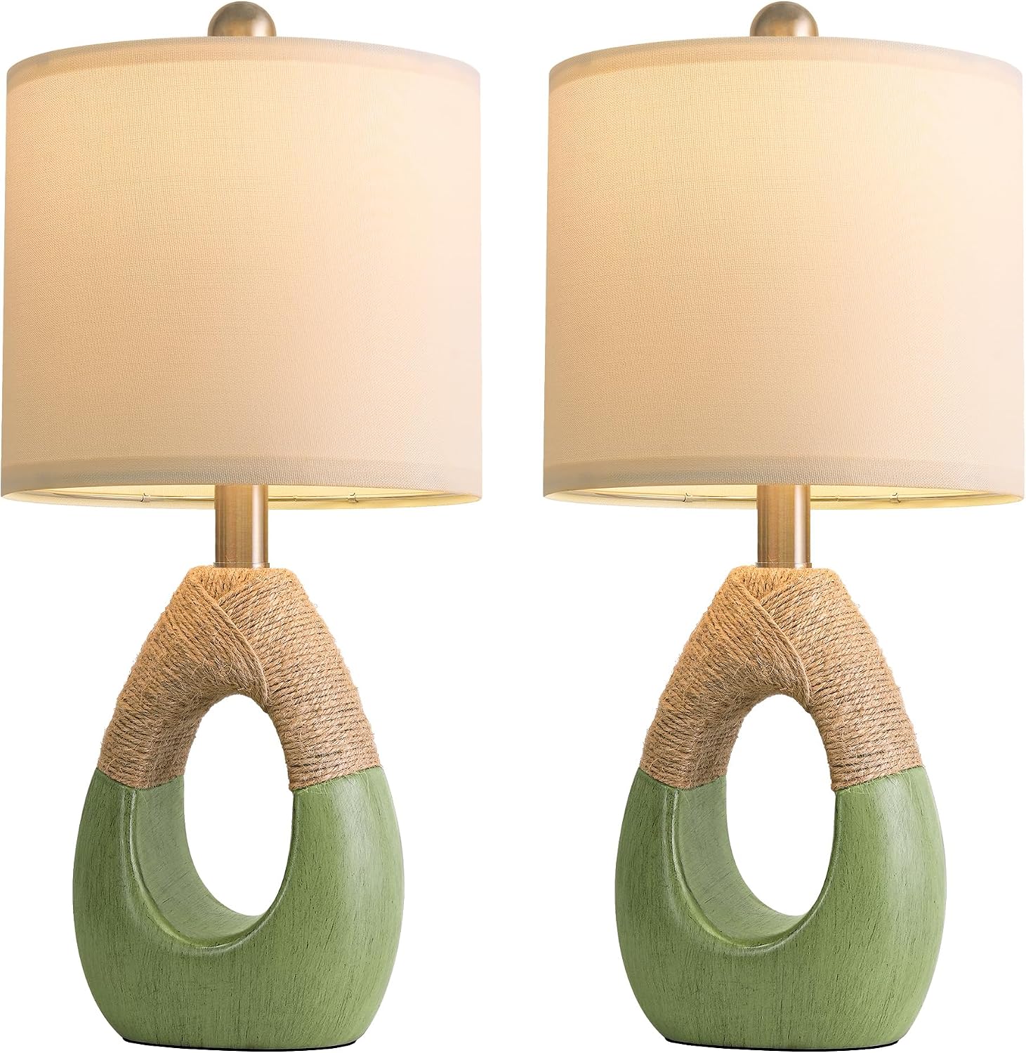 OYEARS 19" Table Lamps Set of 2, Bedside Lamps for Living Room, Lamps for Bedroom, Farmhouse Rattan Table Lamp, Small Space Nightstand…