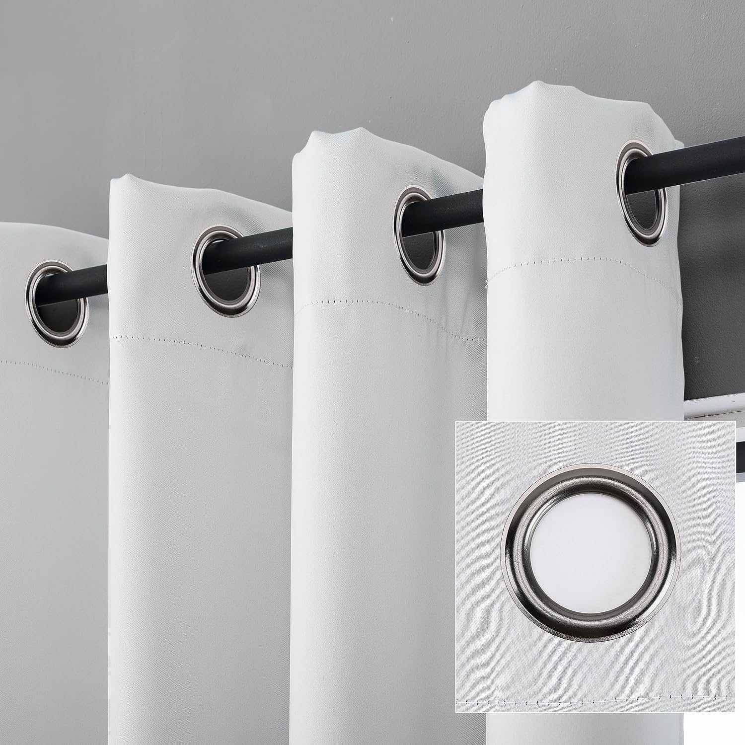 Sun Zero Nordic 2-pack Theater Grade Extreme 100% Blackout Grommet Curtain Panel Pair, 52" x 84", Pearl