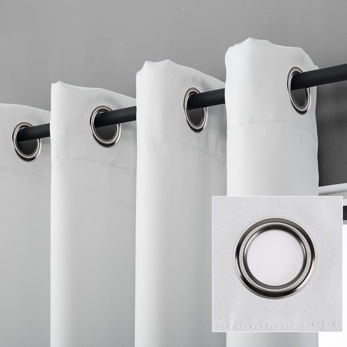 Sun Zero Nordic 2-Pack Theater Grade Noise Reducing Extreme 100% Total Blackout Grommet Curtain Panel Pair, Pearl Off-white, 52"W x 63"L…