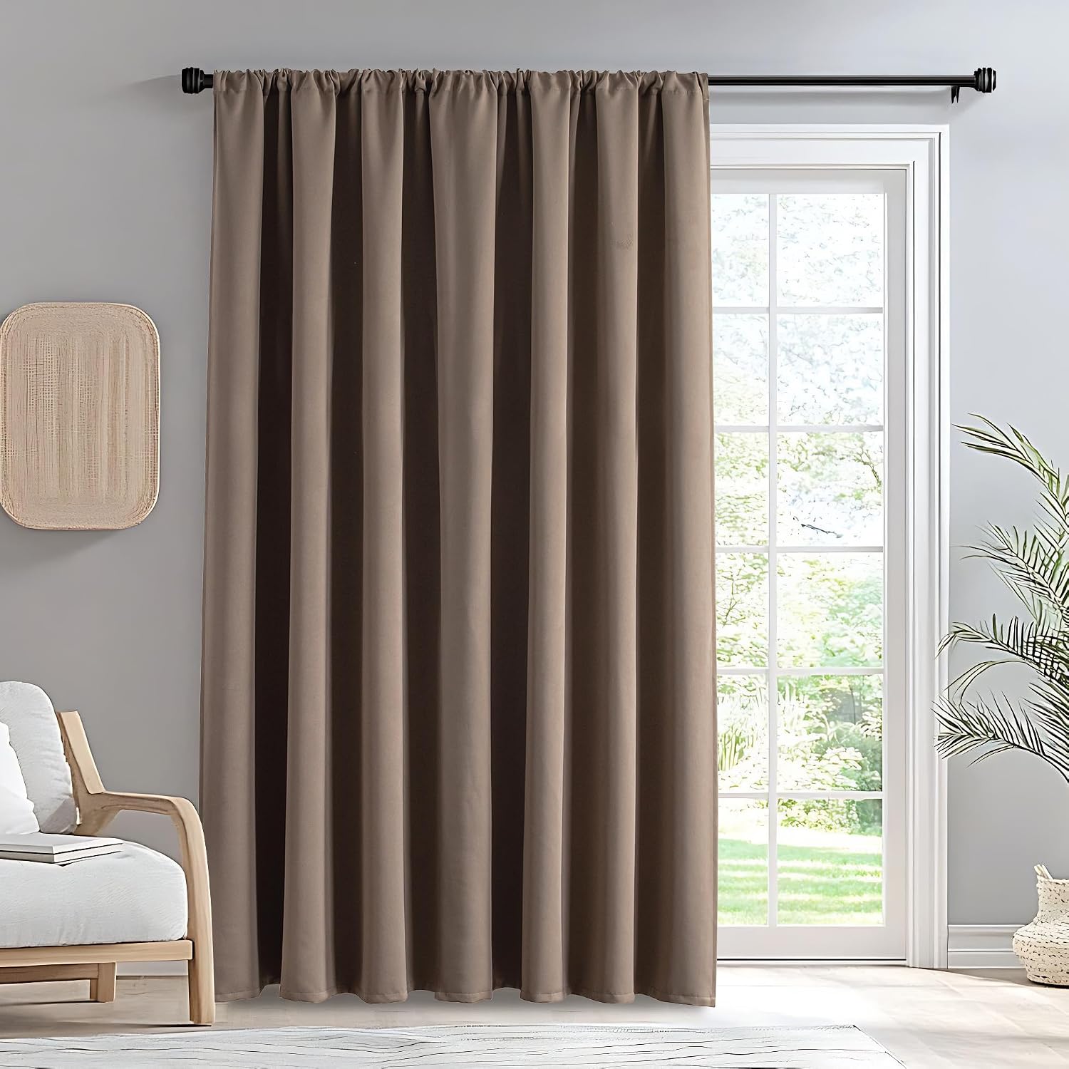 Igemaeve Blackout Curtains for Bedroom 1 Panel, Custom Curtains Thermal Insulated Khaki, Rod Pocket Room Darkening Drapes for Living Room W…