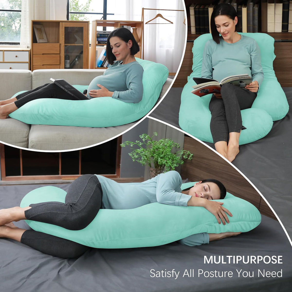 Moonpark MOON PARK Pregnancy Pillows for Sleeping - U Shaped Full Body Maternity Pillow with Removable Cover - Support for Back, Legs, Bell…