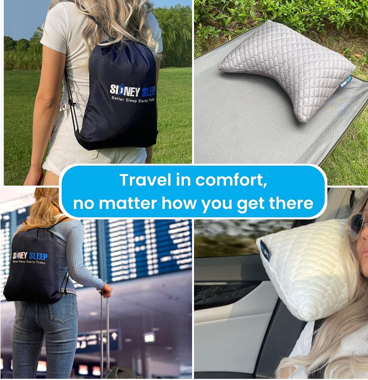 Sidney Sleep Mini Travel Size Neck Pillow - Knee, Back Lumbar and Support - Small Curved Pillow - 14 x 19 Inches - Adjustable Loft…