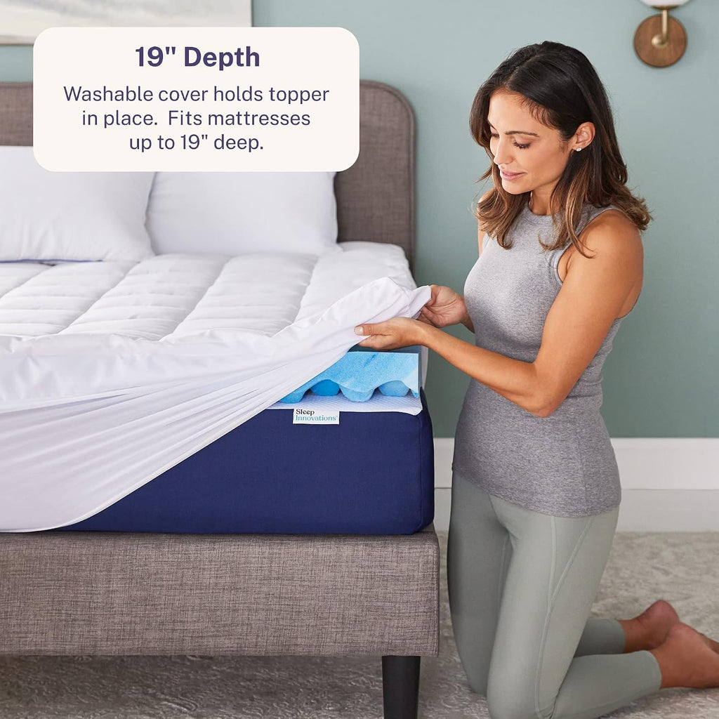 Sleep Innovations Dual Layer 4 Inch Memory Foam Mattress Topper, California King Size, Ultra Soft Support, 3 Inch Cooling Gel Memory Foam…