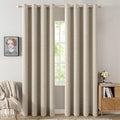 Miulee 100% Blackout Linen Curtains for Bedroom Thermal Insulated Stone Grommet Room Darkening Curtains & Drapes Fall Decor for Living Room…