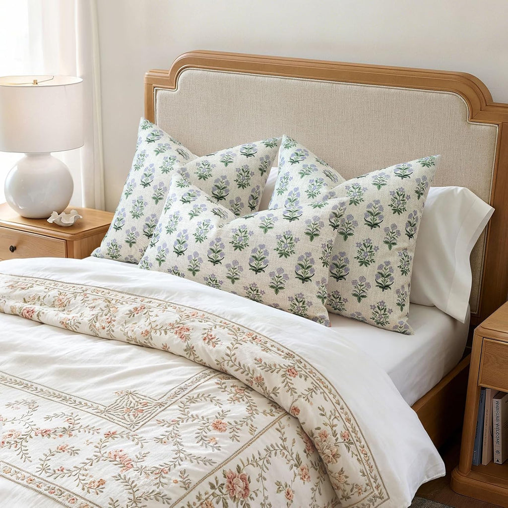 OTOSTAR Floral Print Pillow Covers 20x20 Inch Pack of 2 Double-Sided Blue Green Flower Square Throw Pillow Covers Farmhouse Rustic…