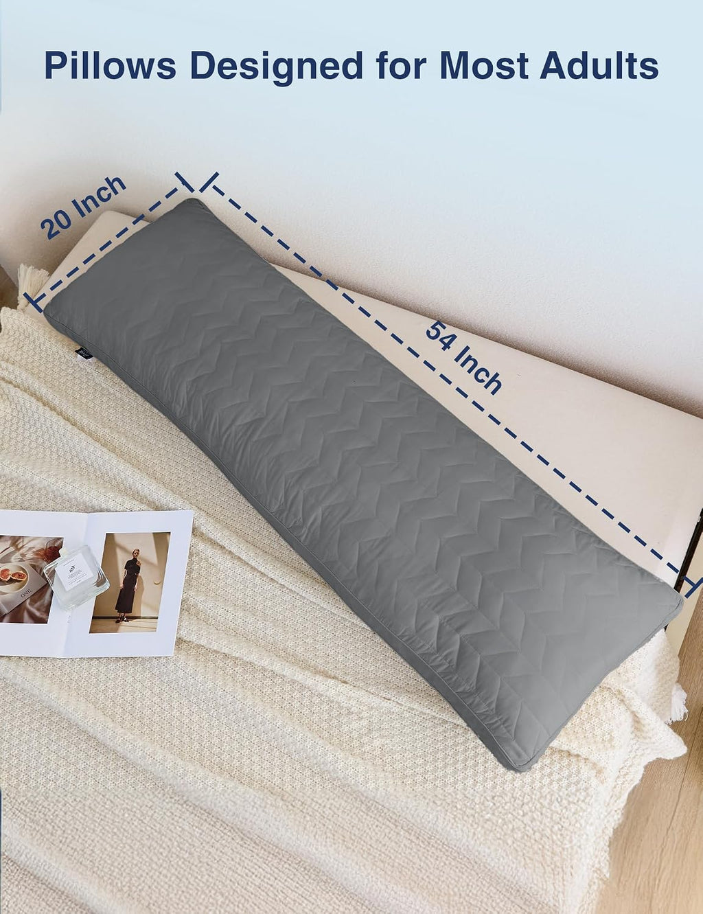 ZonLi Long Body Pillow for Adults, Firm Body Pillow with Adjustable Shredded Memory Foam, Soft Support for Side Sleepers, Pregnant Women…